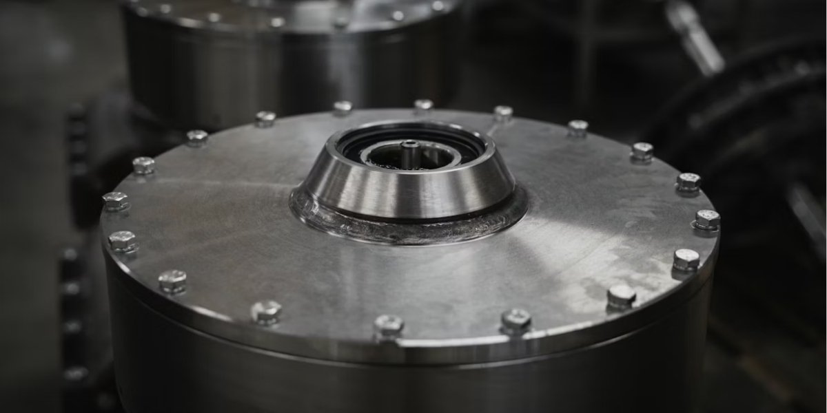 Precision CNC turned steel flange cylinder with bearing seat — machined to ±0.005mm tolerance at VNcontX Vietnam