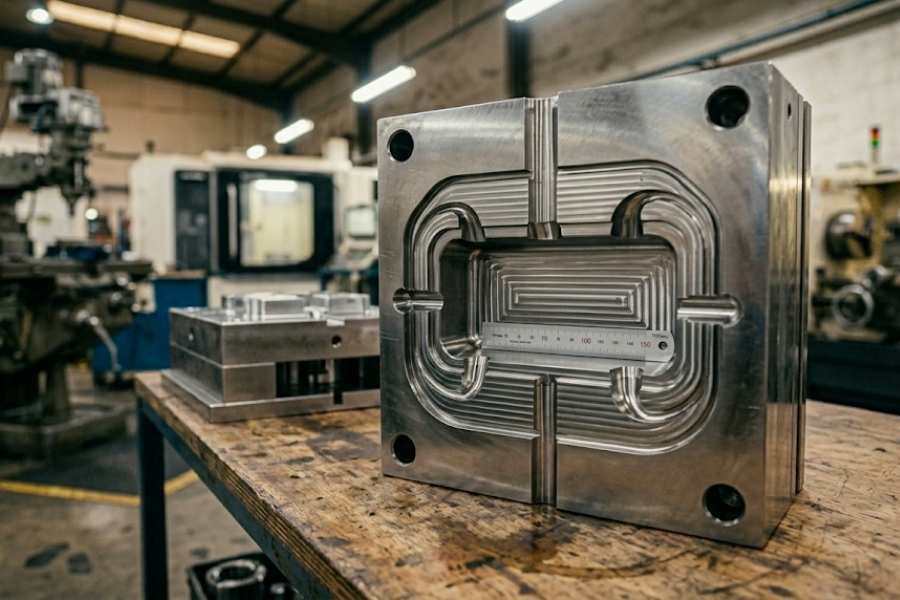 H13 steel injection mold cavity with precision EDM channels Vietnam facility